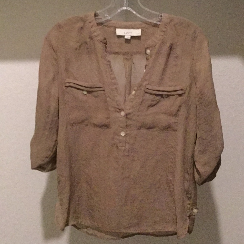 LOFT Sheer brown shirt